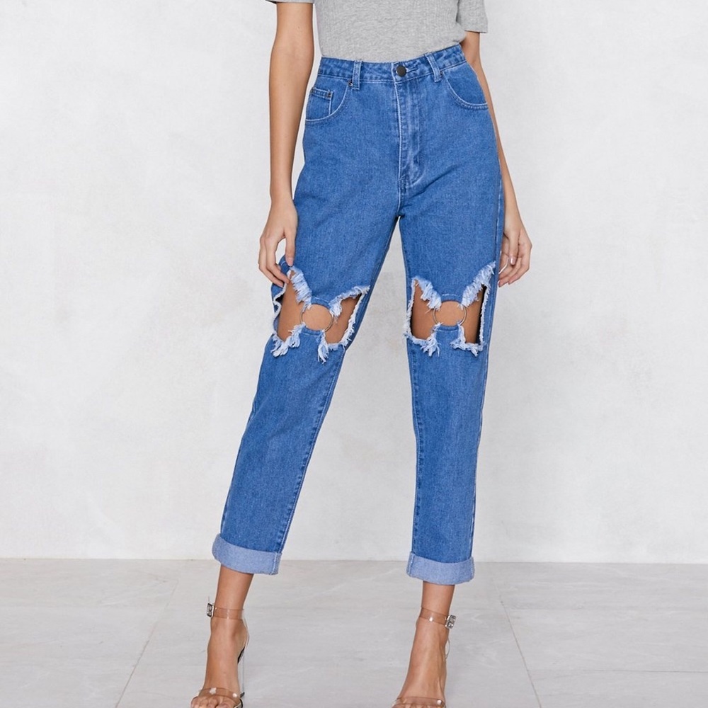🌴NASTY GAL You Better Ring Me O-Ring Jeans